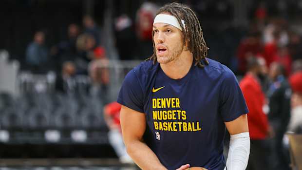 Denver Nuggets forward Aaron Gordon (50) prepares for a game against the Atlanta Hawks at State Farm Arena.